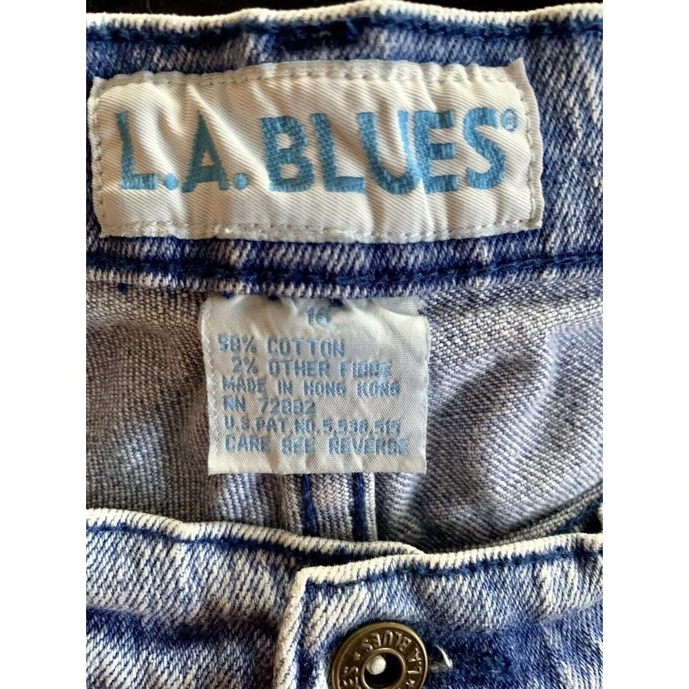 Vintage 90s LA Blues High Waisted‎ Stone Wash Mom Jeans Womens Sz 16 Tapered 266